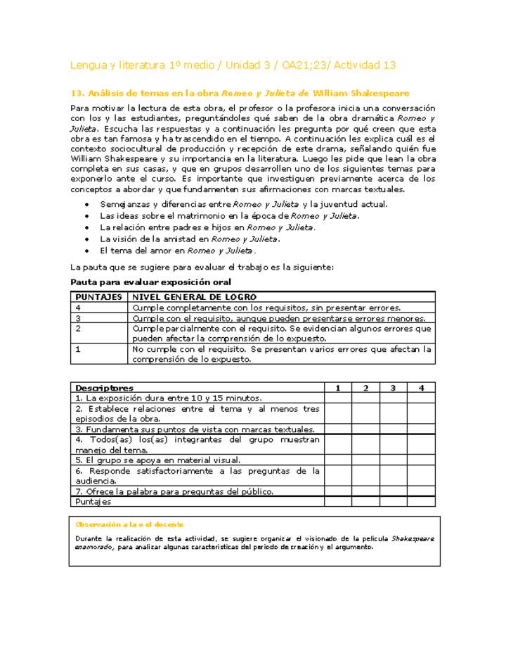 Lengua y Literatura 1 medio-Unidad 3-OA21;23-Actividad 13