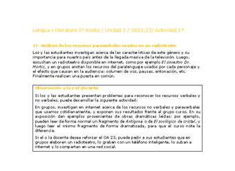 Lengua y Literatura 1 medio-Unidad 3-OA21;23-Actividad 17