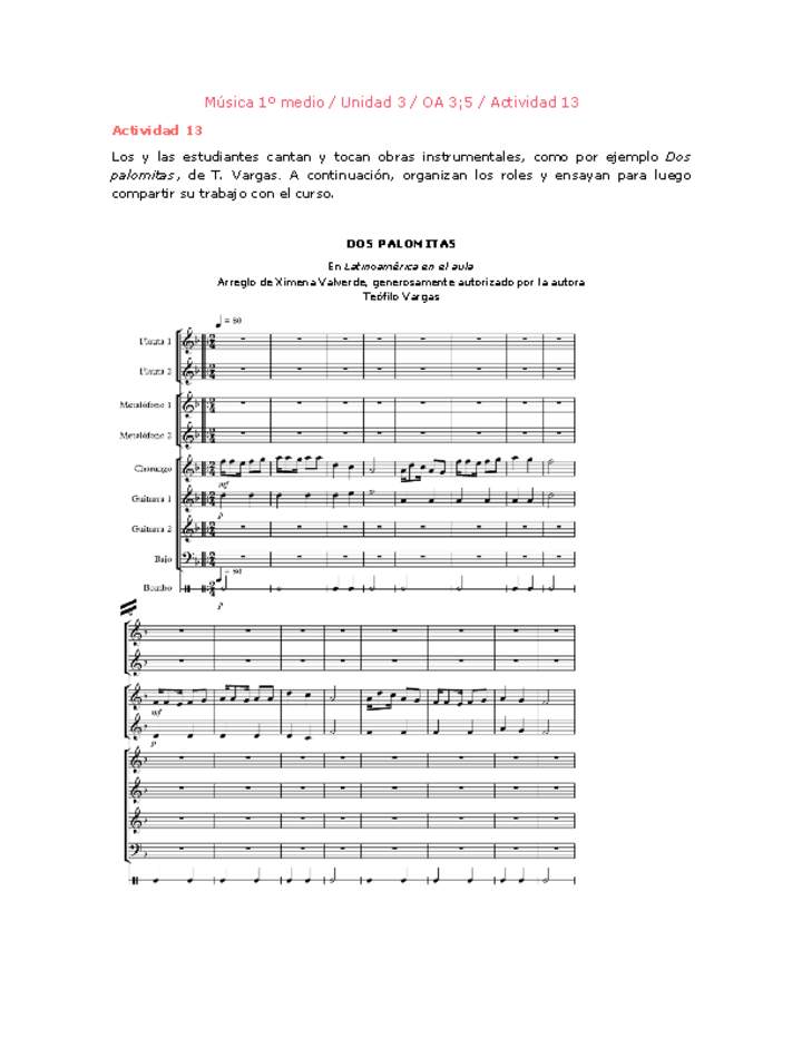 Artes Musicales 1 medio-Unidad 3-OA3;5-Actividad 13