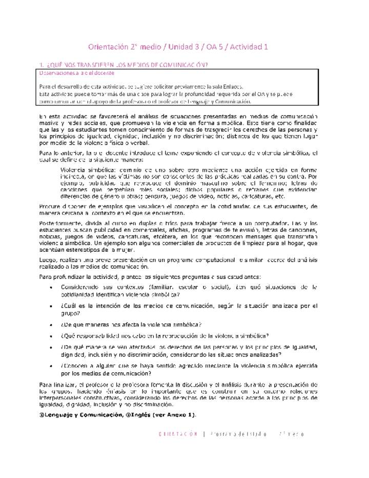 Orientación 2 medio-Unidad 3-OA5-Actividad 1