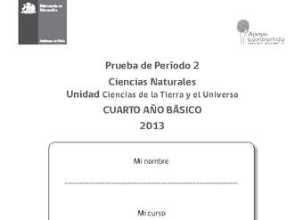 Evaluación para la Unidad 2, Ciencias Naturales 4° básico.