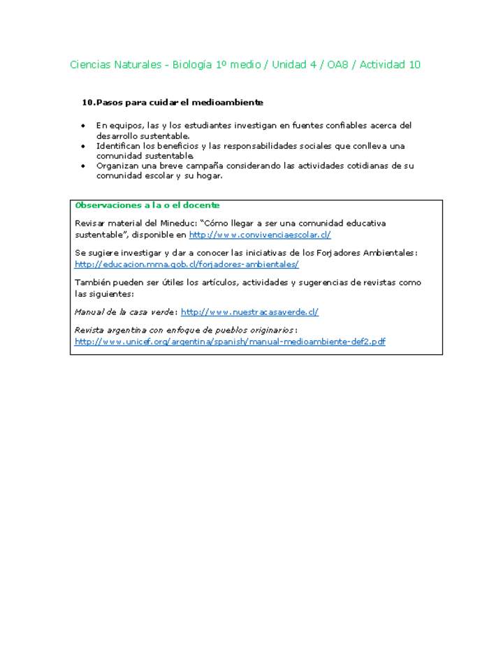 Ciencias Naturales 1 medio-Unidad 4-OA8-Actividad 10