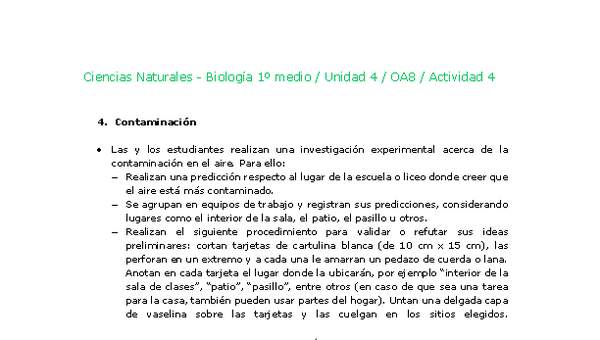 Ciencias Naturales 1 medio-Unidad 4-OA8-Actividad 4