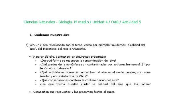 Ciencias Naturales 1 medio-Unidad 4-OA8-Actividad 5