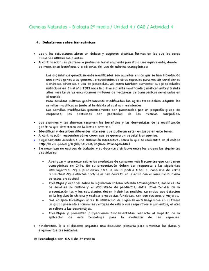 Ciencias Naturales 2 medio-Unidad 4-OA8-Actividad 4