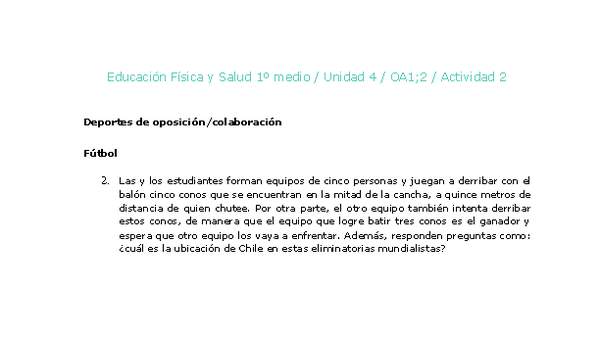 Educación Física 1 medio-Unidad 4-OA1;2-Actividad 2