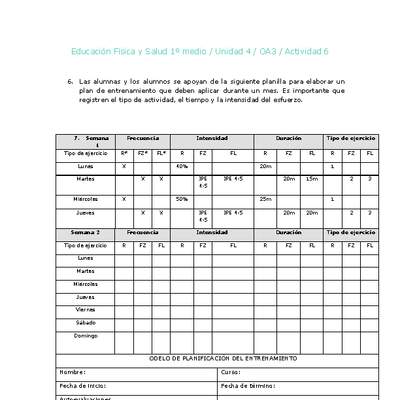 Educación Física 1 medio-Unidad 4-OA3-Actividad 6