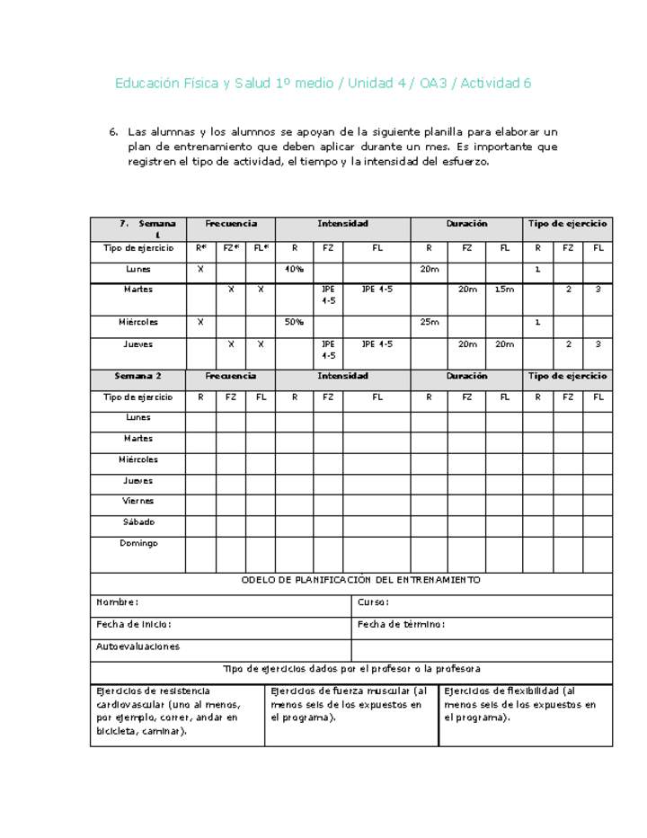 Educación Física 1 medio-Unidad 4-OA3-Actividad 6