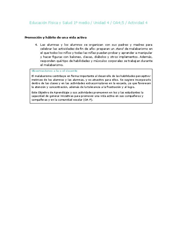 Educación Física 1 medio-Unidad 4-OA4;5-Actividad 4