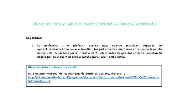 Educación Física 2 medio-Unidad 4-OA4;5-Actividad 2