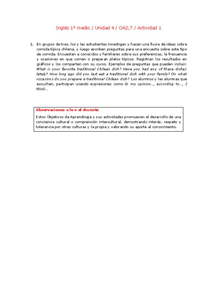 Inglés 1 medio-Unidad 4-OA2;7-Actividad 1