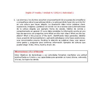 Inglés 1 medio-Unidad 4-OA3;4-Actividad 1