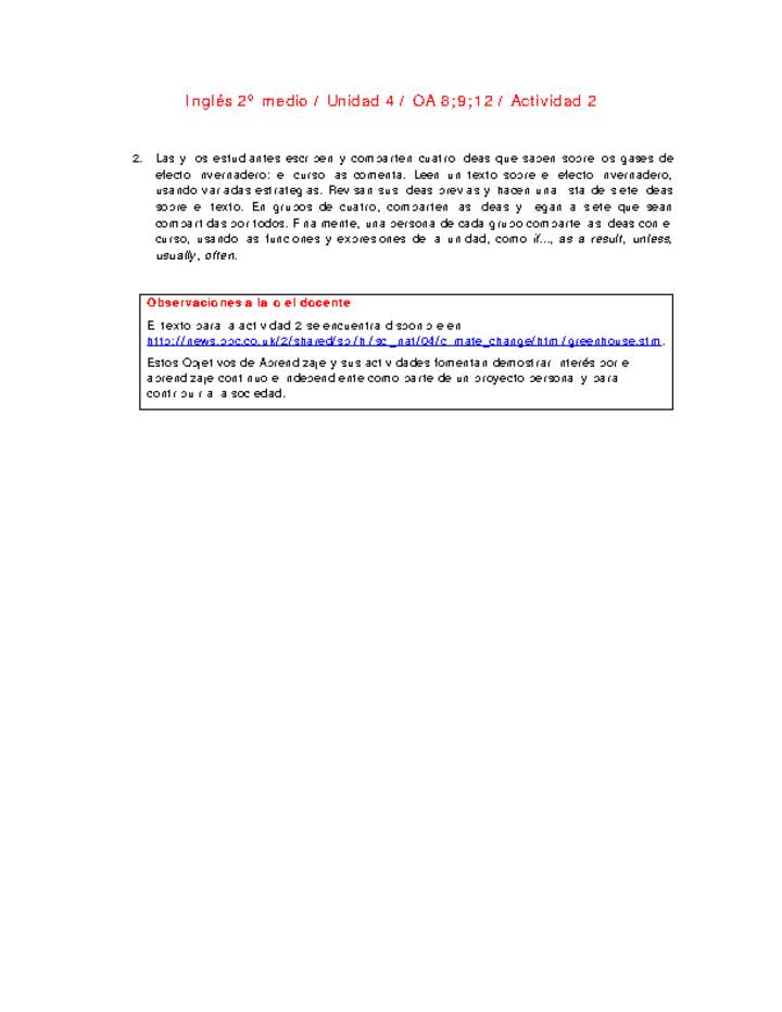 Inglés 2 medio-Unidad 4-OA8;9;12-Actividad 2