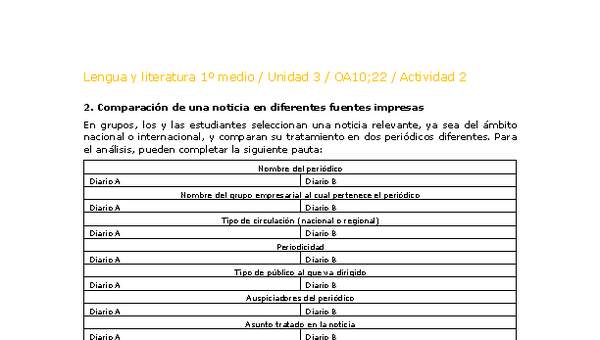 Lengua y Literatura 1 medio-Unidad 4-OA10;22-Actividad 2