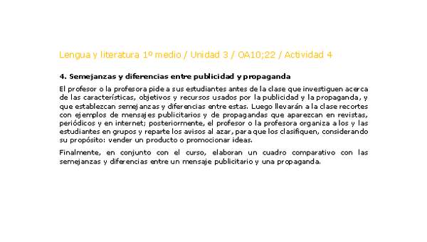 Lengua y Literatura 1 medio-Unidad 4-OA10;22-Actividad 4