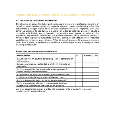 Lengua y Literatura 1 medio-Unidad 4-OA19;21;22-Actividad 15