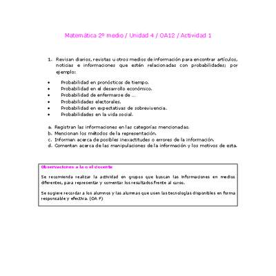 Matemática 2 medio-Unidad 4-OA12-Actividad 1