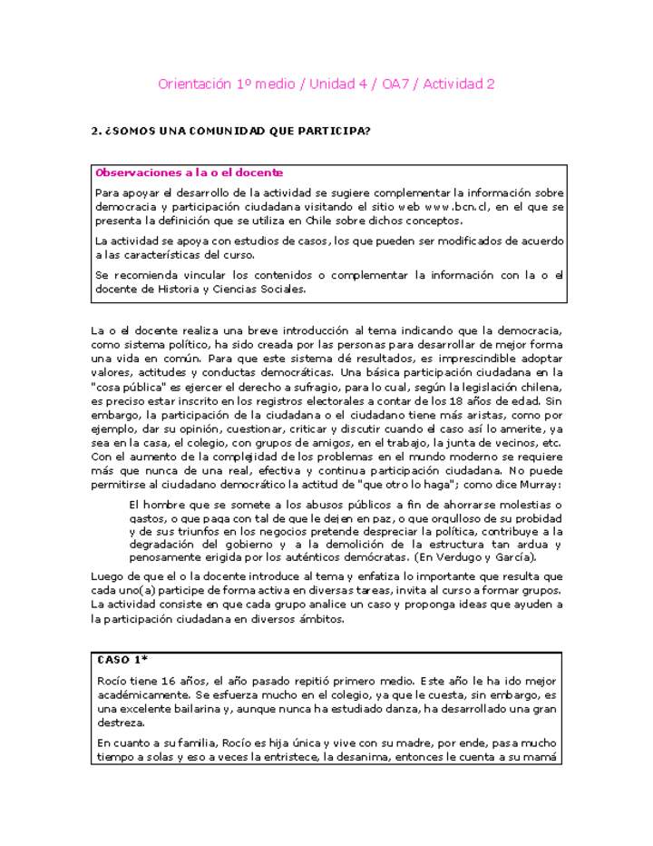 Orientación 1 medio-Unidad 4-OA7-Actividad 2