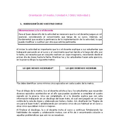 Orientación 1 medio-Unidad 4-OA8-Actividad 1