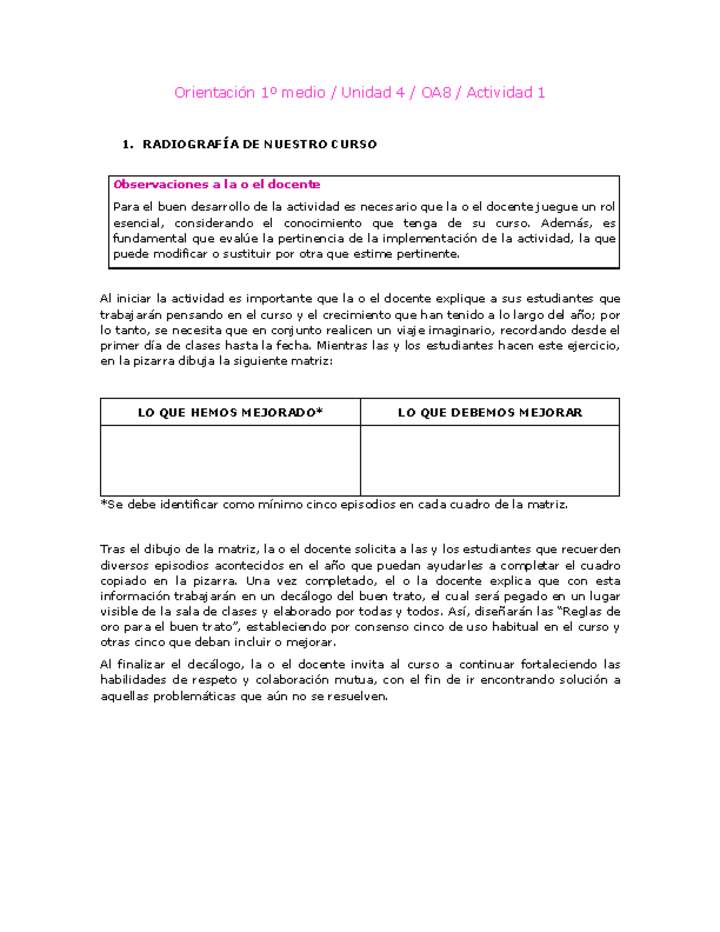 Orientación 1 medio-Unidad 4-OA8-Actividad 1