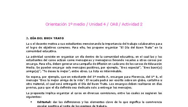 Orientación 1 medio-Unidad 4-OA8-Actividad 2