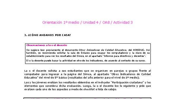 Orientación 1 medio-Unidad 4-OA8-Actividad 3