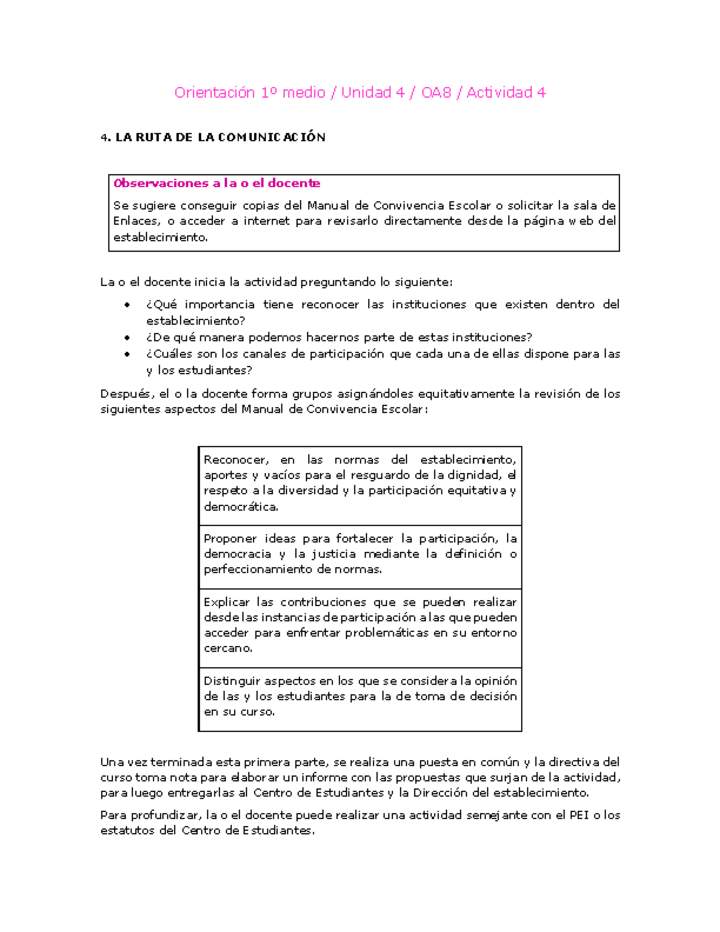 Orientación 1 medio-Unidad 4-OA8-Actividad 4