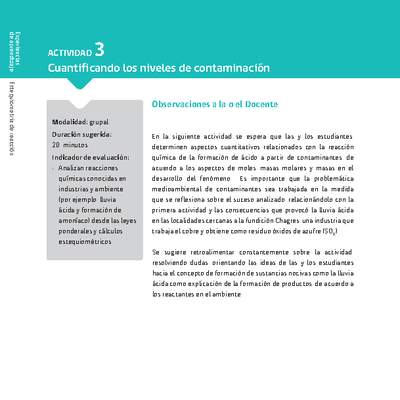 Sugerencia para el profesor: Actividad 3. Cuantificando los niveles de contaminación