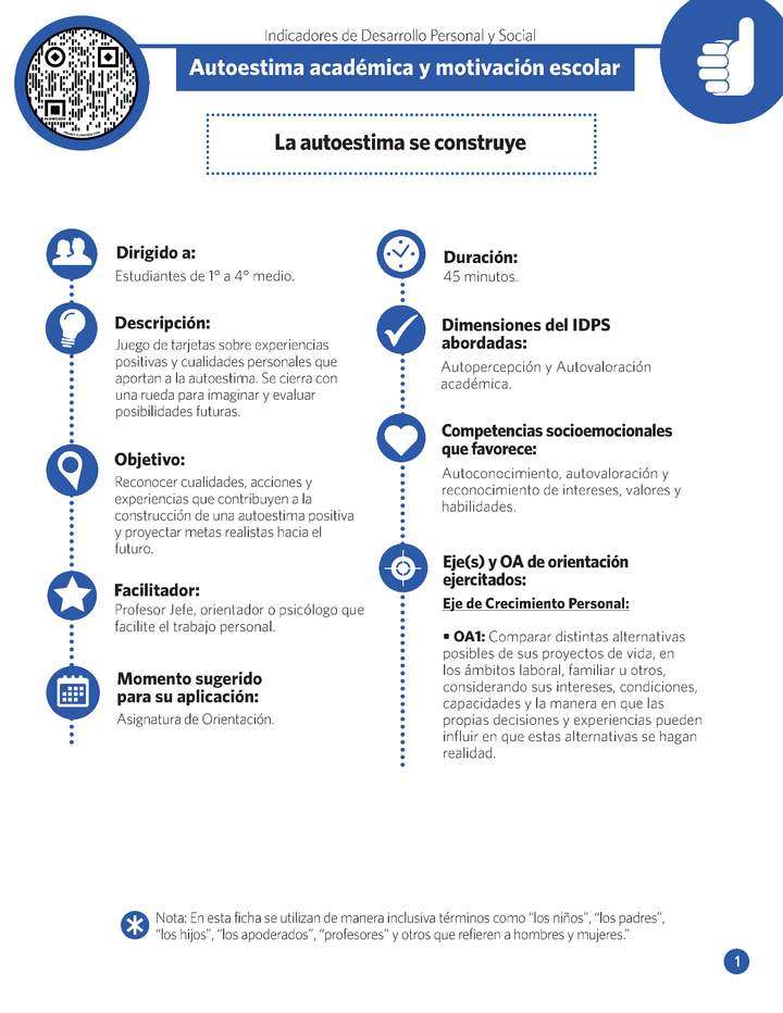 Ficha IDPS: La autoestima se construye.