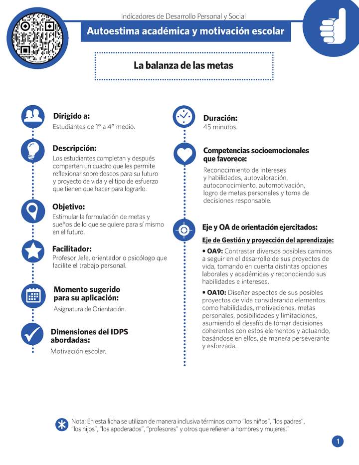 Ficha IDPS: La balanza de las metas.