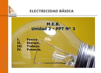 Presentación Fuerza, energía, trabajo y potencia en electricidad básica