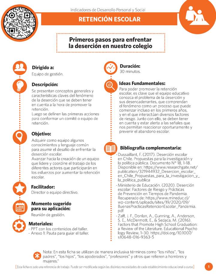 Ficha IDPS: Primeros pasos para enfrentar la deserción en nuestro colegio.