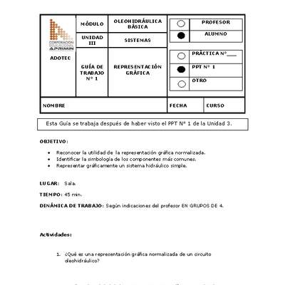 Guía de trabajo del estudiante Oleo-hidráulica, representación gráfica