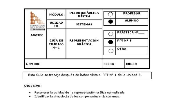 Guía de trabajo del estudiante Oleo-hidráulica, representación gráfica