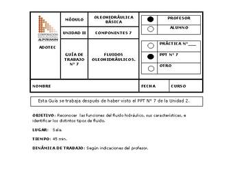 Guía de trabajo del docente Oleo-hidráulica, fluidos hidráulicos