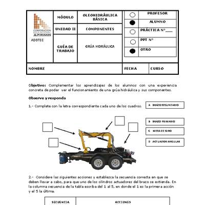 Guía de trabajo del estudiante Oleo-hidráulica, grúa hidráulica.