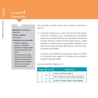 Sugerencia para el profesor: Actividad 4: Evaluación