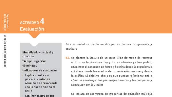 Sugerencia para el profesor: Actividad 4: Evaluación