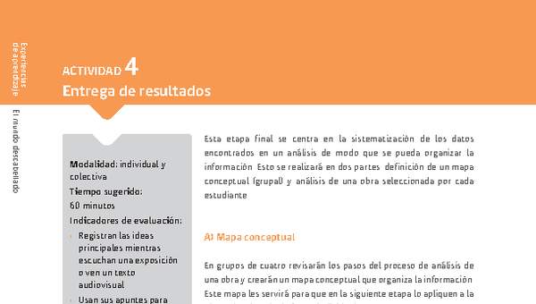 Sugerencia para el profesor: Actividad 4: Entrega de resultados