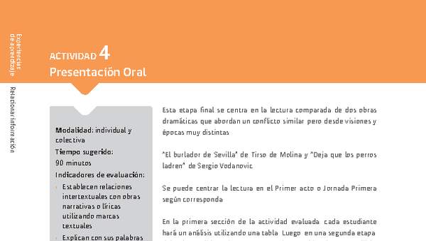 Sugerencia para el profesor: Actividad 4: Presentación Oral