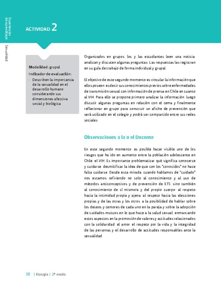 Sugerencia para el profesor: Actividad 2. Métodos de control de la natalidad y autocuidado