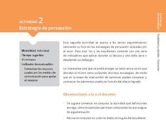 Sugerencia para el profesor: Actividad 2: Estrategia de persuasión