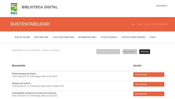 SITIO BIBLIOTECA DIGITAL INIA SUSTENTABILIDAD