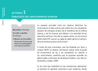 Sugerencia para el profesor: Actividad 1. Inventario de conocimientos previos