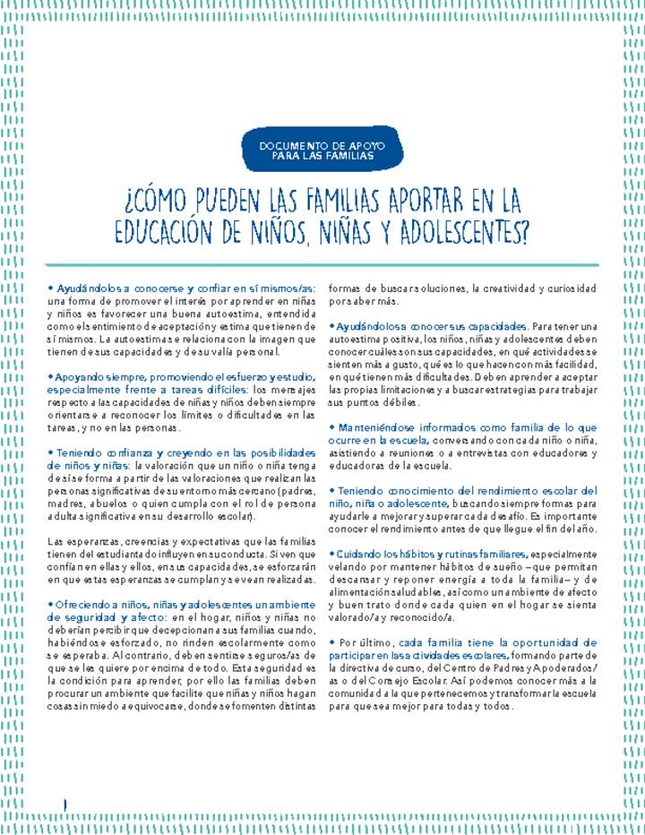 Cómo pueden las familias aportar en la educación de niños, niñas y adolescentes