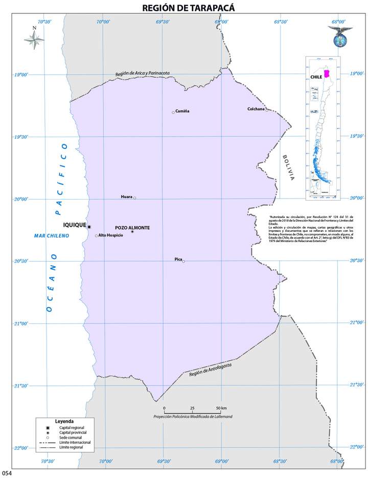 Mapa región de Tarapacá  (color)