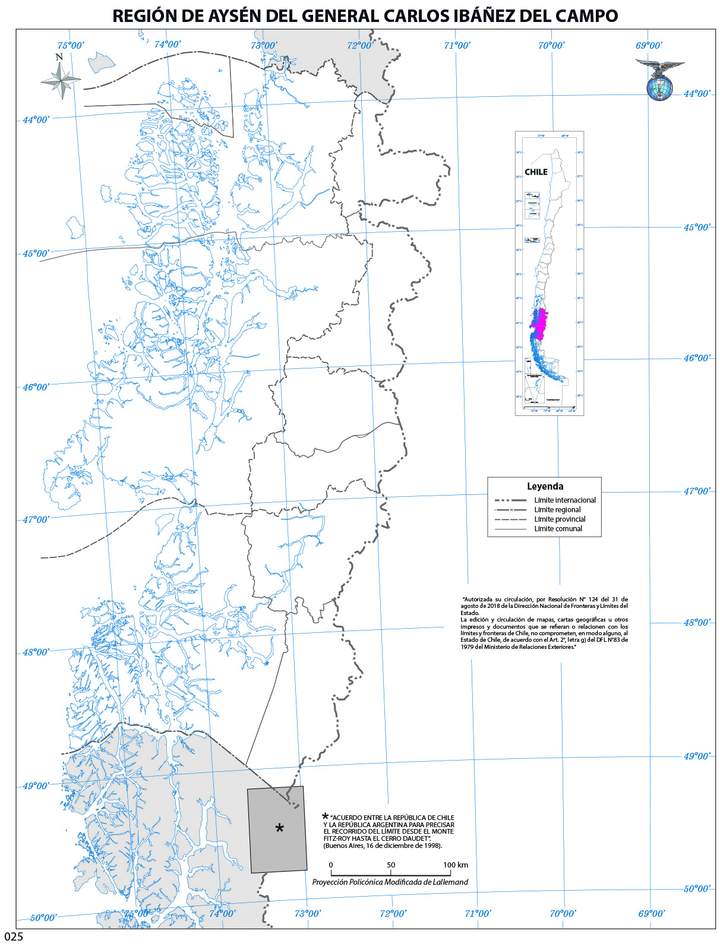 Mapa región de Aysén del General Carlos Ibáñez del Campo (mudo)