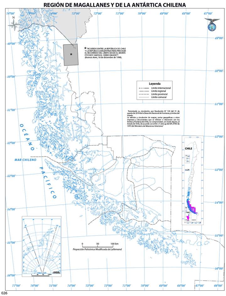 Mapa región de Magallanes y de la Antártica Chilena (mudo)