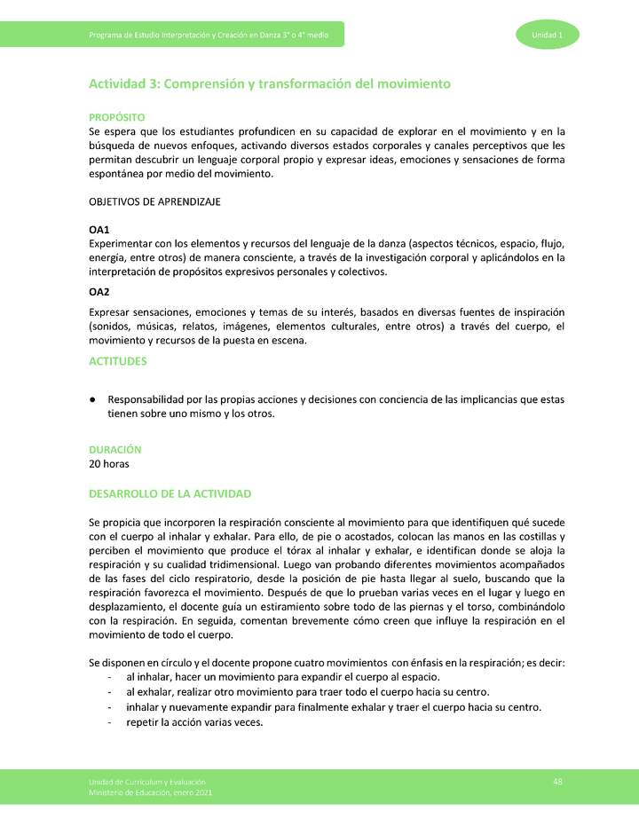 Actividad 3: Comprensión y transformación del movimiento