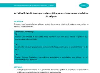 Actividad 1: Medición de potencia aeróbica para estimar consumo máximo de oxígeno